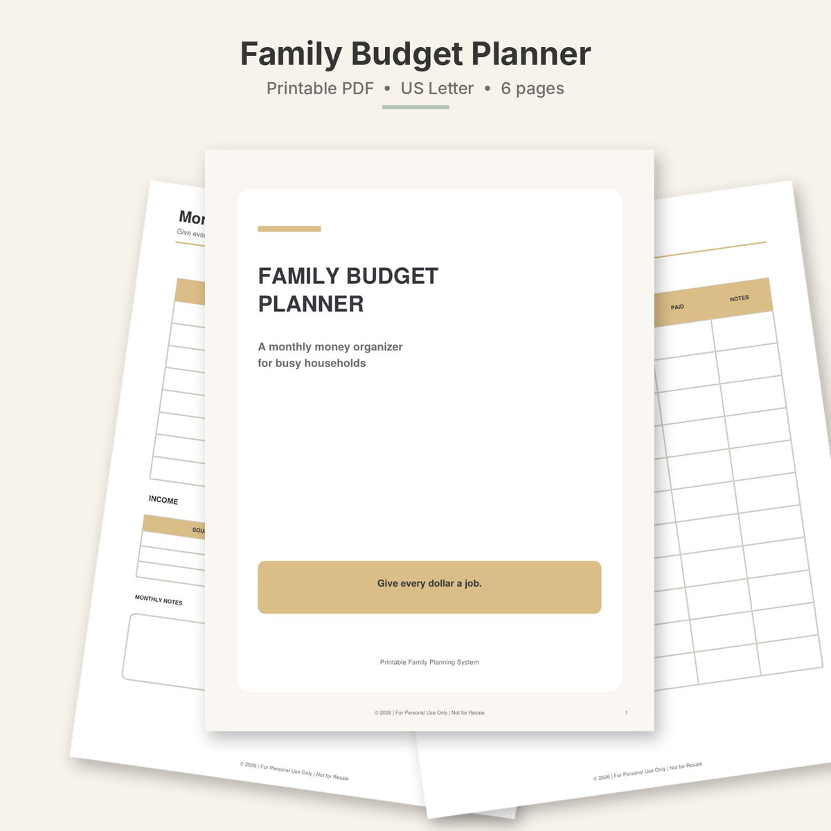Family Budget Planner — Monthly Household Money Organizer