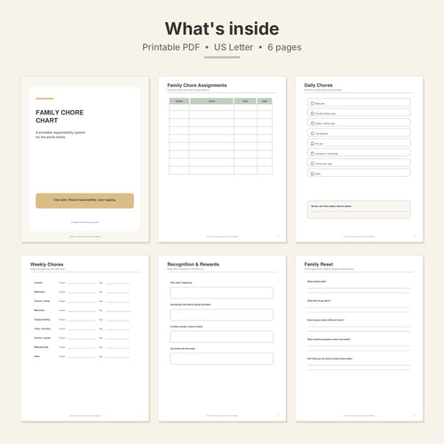 Family Chore Chart — Printable Responsibility System
