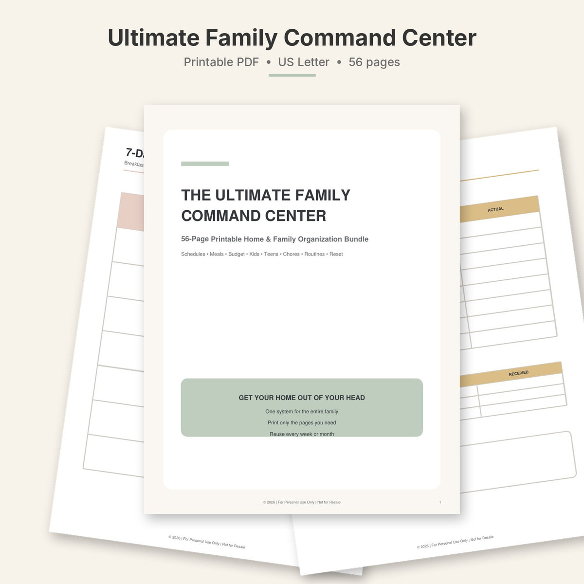 Ultimate Family Command Center — 56-Page Printable Organization Bundle