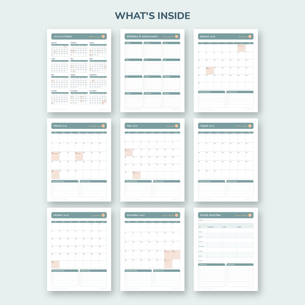 2027 Family Planner pages inside
