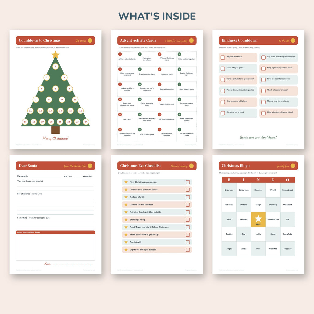 Kids Christmas Countdown pages inside