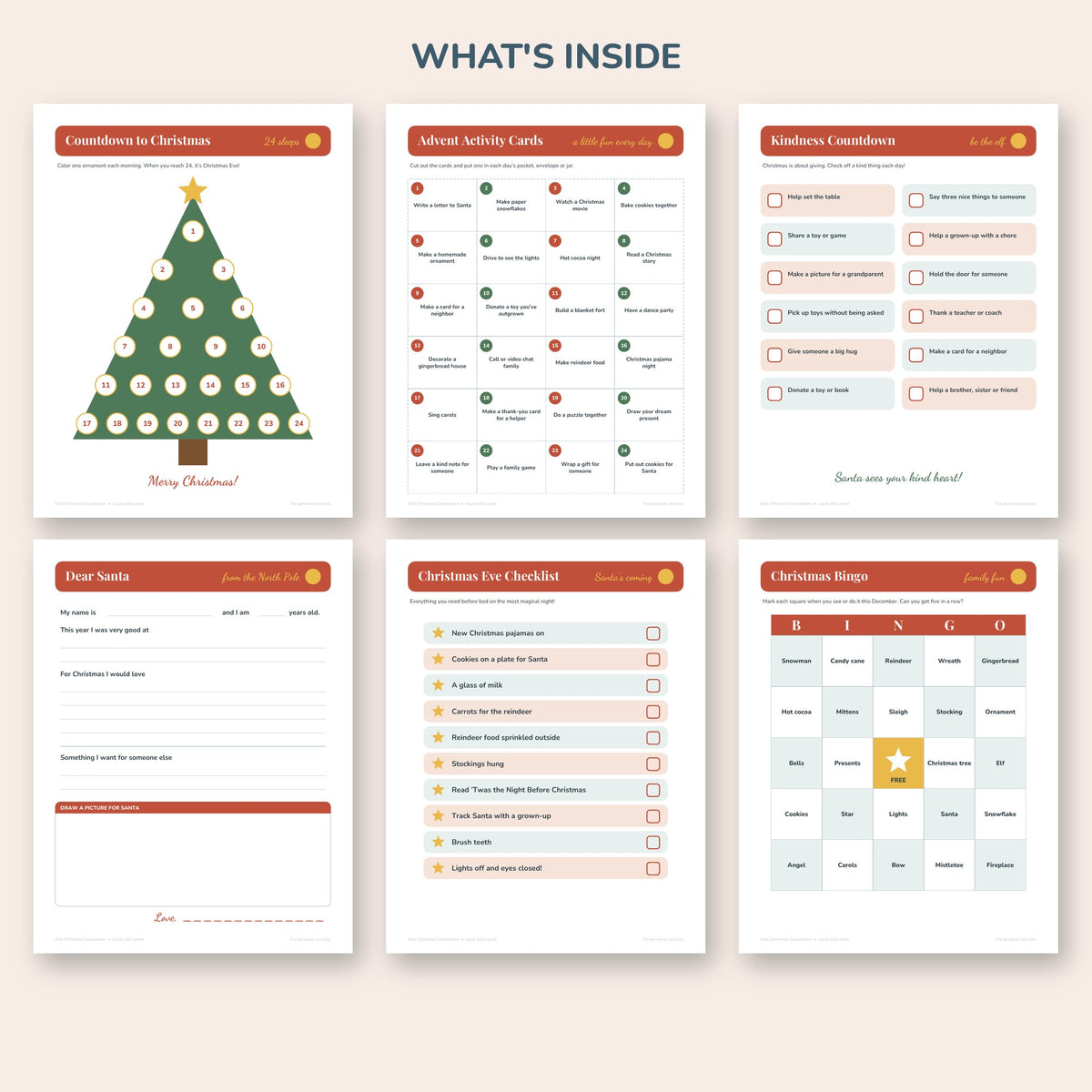Kids Christmas Countdown pages inside