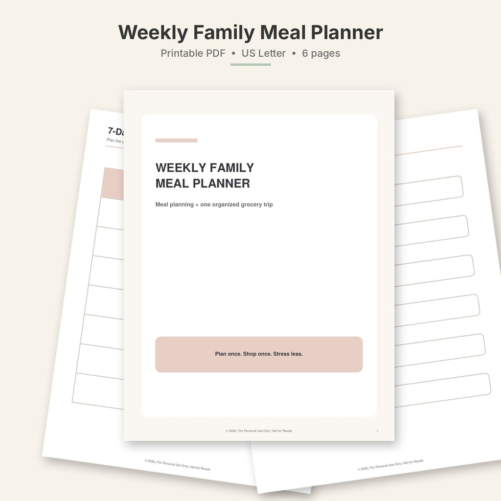 Weekly Family Meal Planner + Grocery List