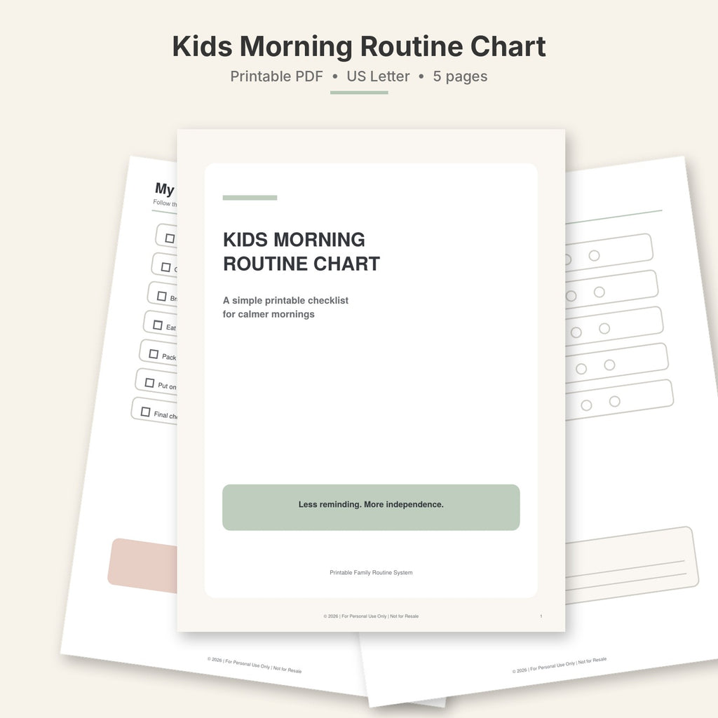 Kids Morning Routine Chart — Printable Daily Checklist