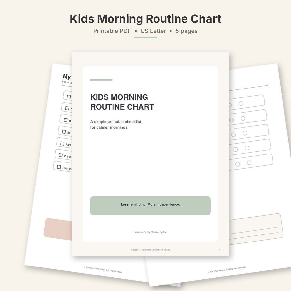 Kids Morning Routine Chart — Printable Daily Checklist