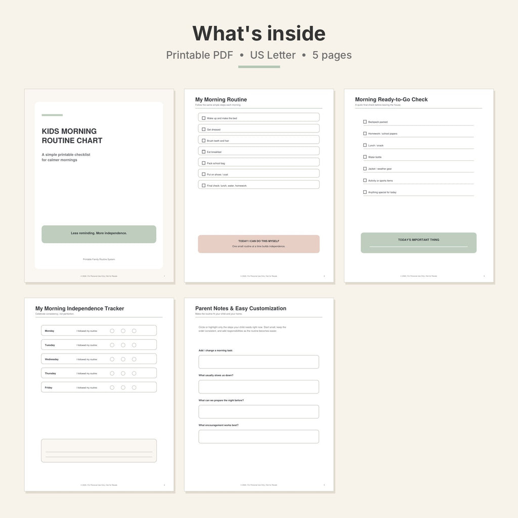 Kids Morning Routine Chart — Printable Daily Checklist