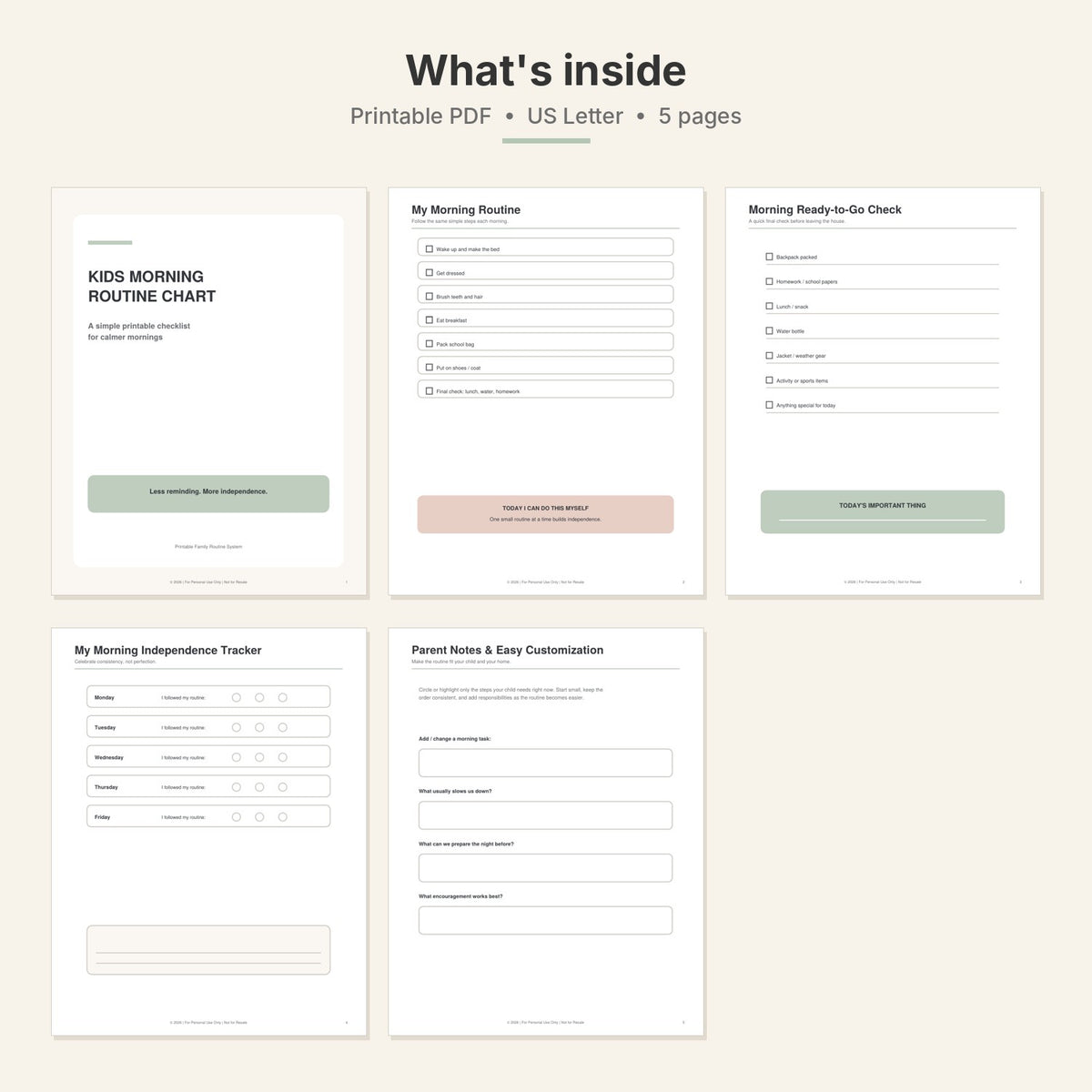 Kids Morning Routine Chart — Printable Daily Checklist