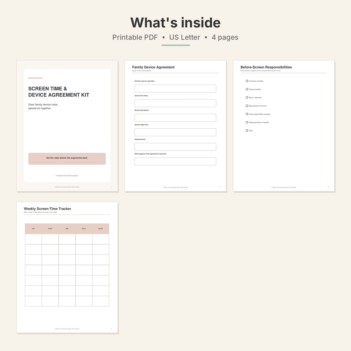 Kids Screen Time & Device Agreement Kit