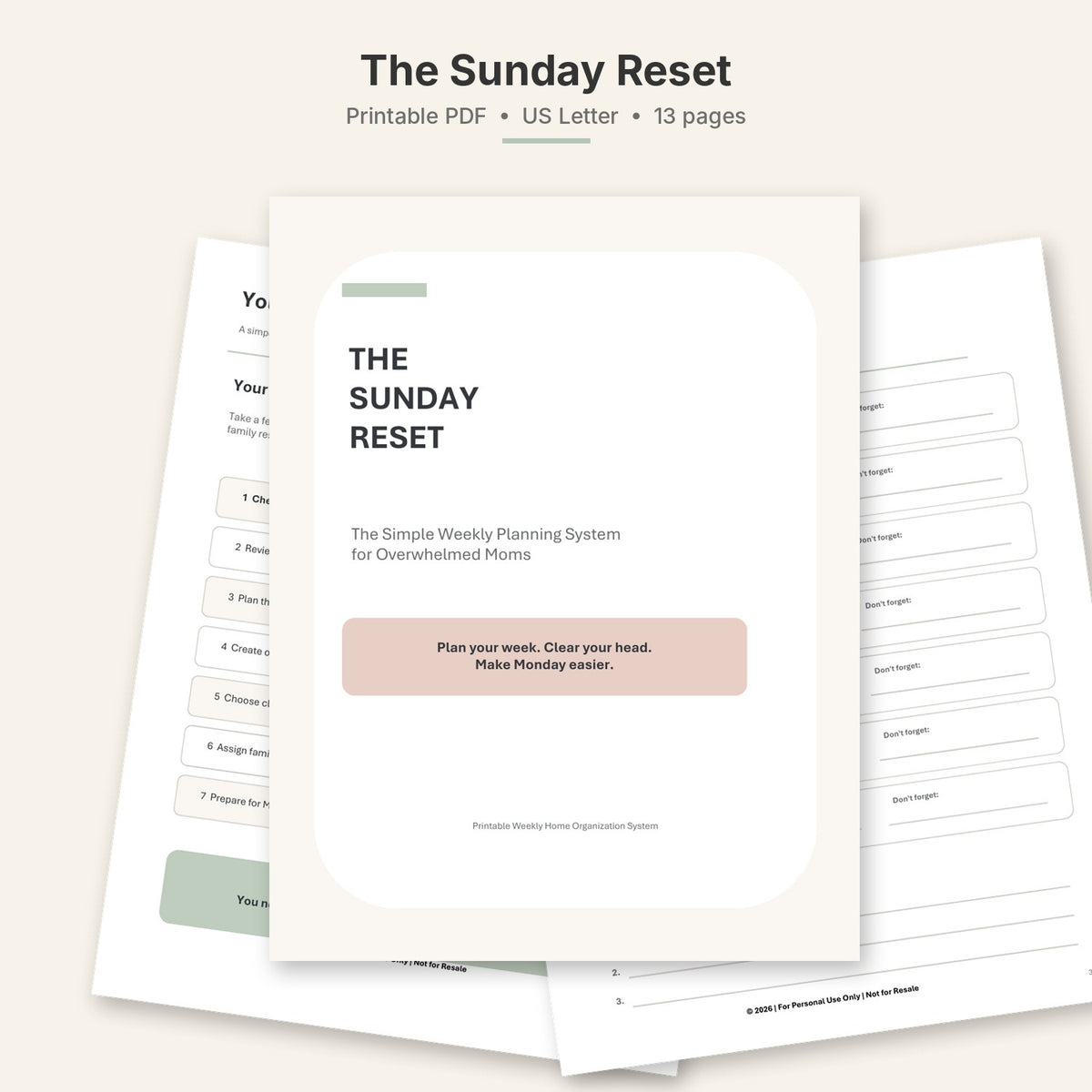 The Sunday Reset — Weekly Home Organization Planner for Busy Moms