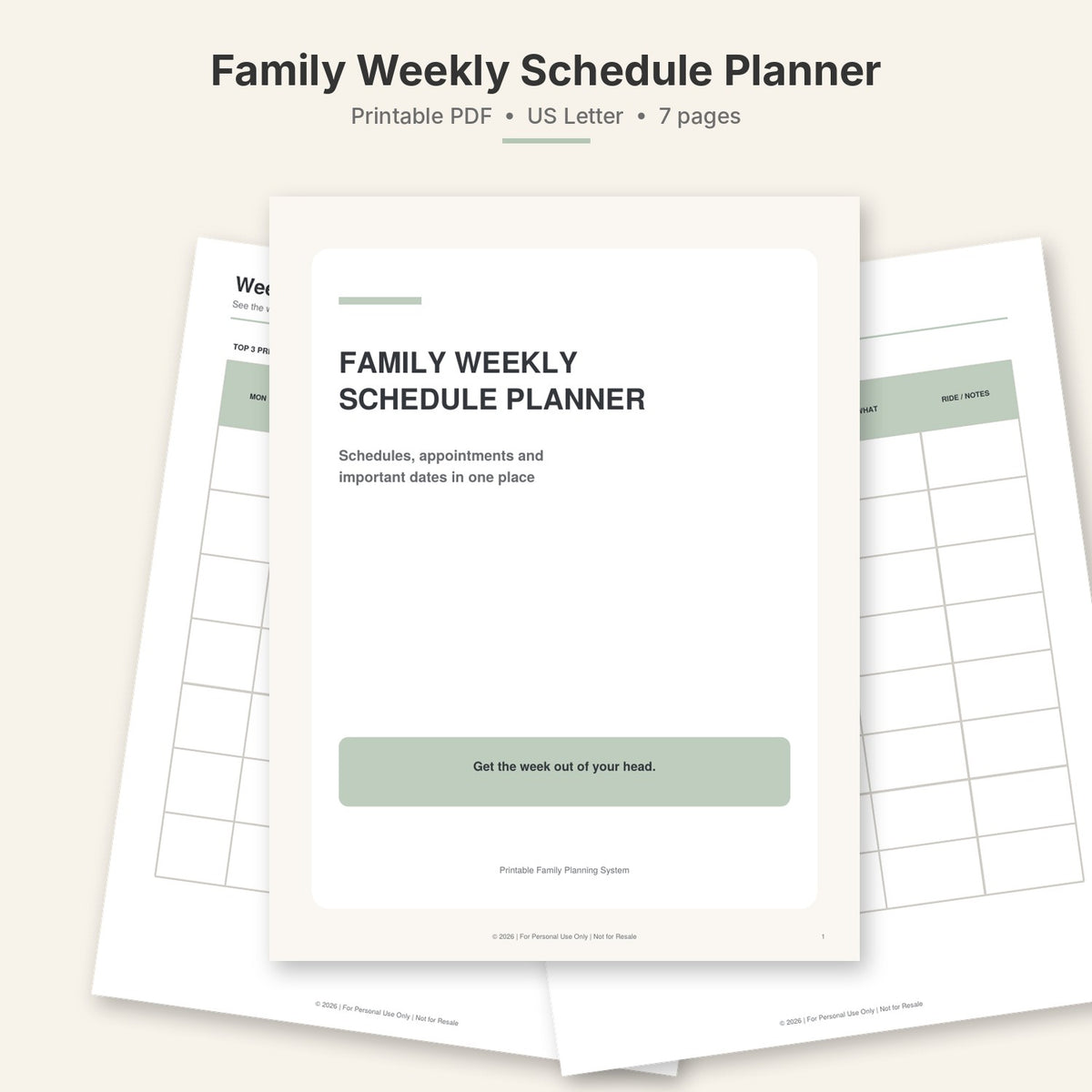 Family Weekly Schedule & Appointment Planner