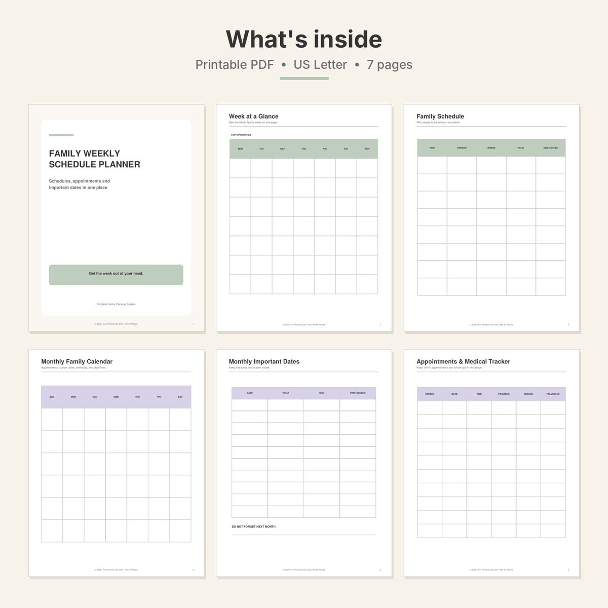 Family Weekly Schedule & Appointment Planner